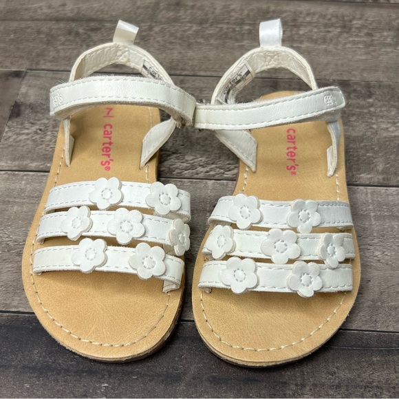 Carters White Flower Strappy Toddler Sandals - Picture 3 of 13